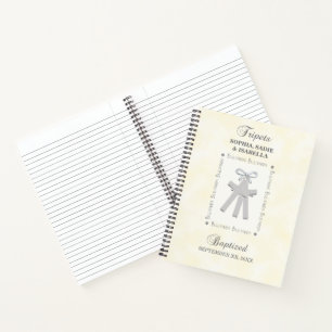 Triplets Baptism on Yellow 3 Crosses Personalized Notebook