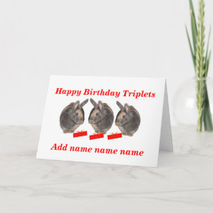 Triplets Birthday Card, add names Card