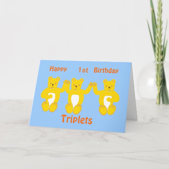 Triplets Birthday Card, add year/names Card (Front)