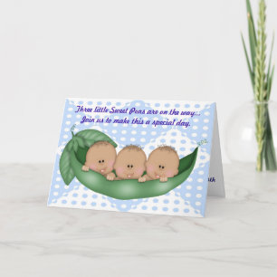 Triplets Boy Baby Shower Pea in a Pod Invitation