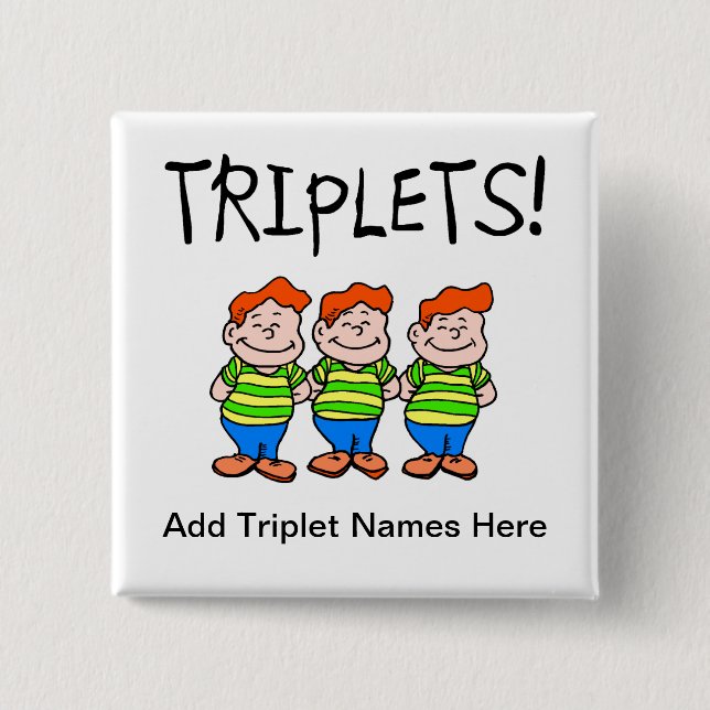 Triplets (Boys) 15 Cm Square Badge (Front)