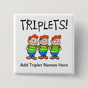 Triplets (Boys) 15 Cm Square Badge