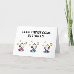 Triplets Congratulations Card, 1 girl, 2 boys, Thank You Card