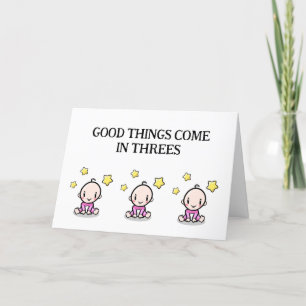 Triplets Congratulations Card, 3 girls, Thank You Card