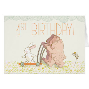 Triplets First Birthday Walking Bear and Rabbit