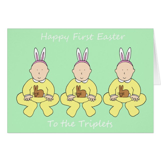 Triplets First Easter Cartoon Babies (Front Horizontal)