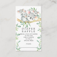 Triplets Koala Baby Shower Diaper Raffle Ticket
