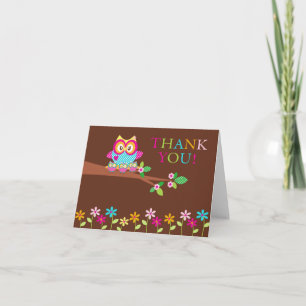 Triplets Owl Thank You Note Card