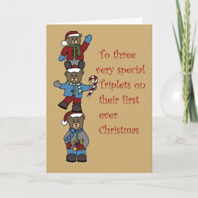 Triplets stacked for Christmas Holiday Card (Front)