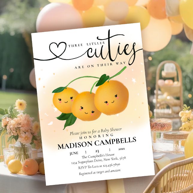 Triplets three Little Cuties Are On The Way Invitation (Creator Uploaded)