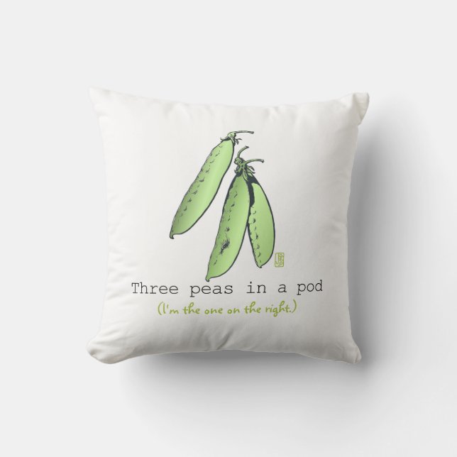 Triplets Three Peas in a Pod 16x16 Throw Pillow (Front)