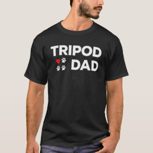 Tripod Dad 3-Legged Dog Paw Amputee Love and Heart T-Shirt