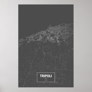 Tripoli, Libya (white on black) Poster