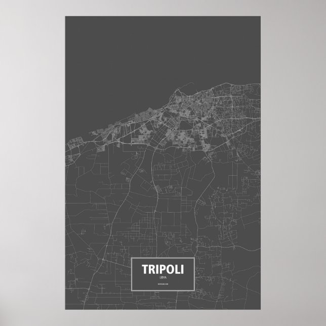 Tripoli, Libya (white on black) Poster (Front)