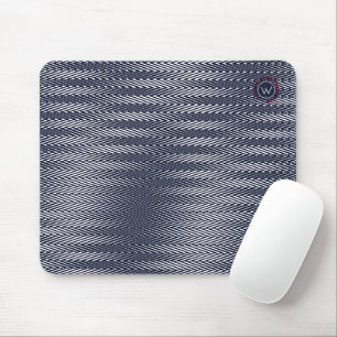 Trippy Abstract Black & White Stripes Rad Monogram Mouse Pad
