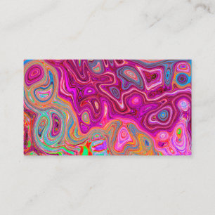Trippy Abstract Magenta Rainbow Colours Retro Art Business Card