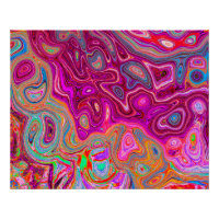 Trippy Abstract Magenta Rainbow Colours Retro Art