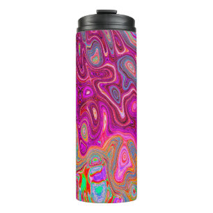 Trippy Abstract Magenta Rainbow Colours Retro Art Thermal Tumbler