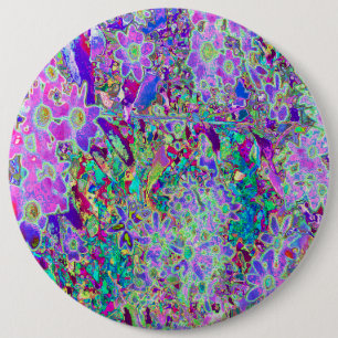 Trippy Abstract Pink and Purple Flowers 6 Cm Round Badge