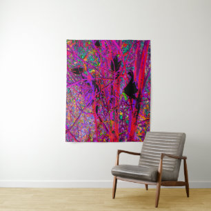 Trippy Abstract Rainbow Oriental Lily Flowers Tapestry