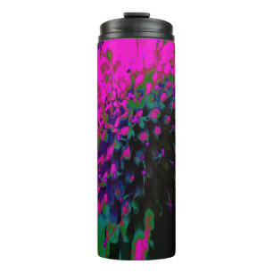 Trippy Abstract Retro Hot Pink and Black Flower Thermal Tumbler