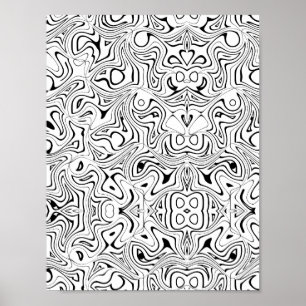 Trippy Abstract Swirl Pattern Colouring Page Art Poster