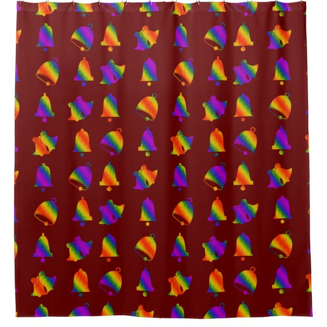 Trippy Bells Christmas Shower Curtain (Front)