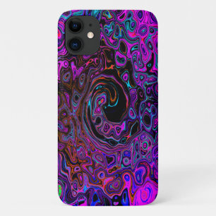 Trippy Black and Magenta Retro Liquid Swirl iPhone 11 Case