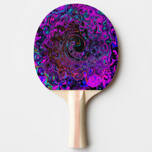 Trippy Black and Magenta Retro Liquid Swirl Ping Pong Paddle