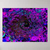 Trippy Black and Magenta Retro Liquid Swirl