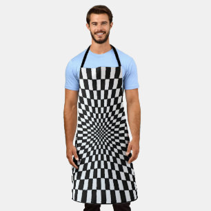 Trippy Black and White chequered  Apron