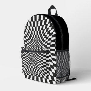 Trippy Black and White chequered Printed Backpack
