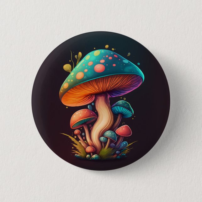 Trippy Blue Amanita Muscaria Button (Front)