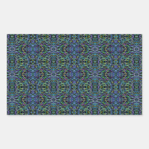 Trippy Blue Green Quilt Geometric Rectangular Sticker