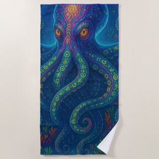 Trippy Blue Octopus Beach Towel