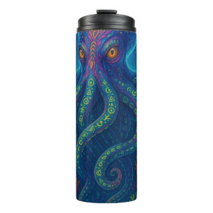 Trippy Blue Octopus Thermal Tumbler
