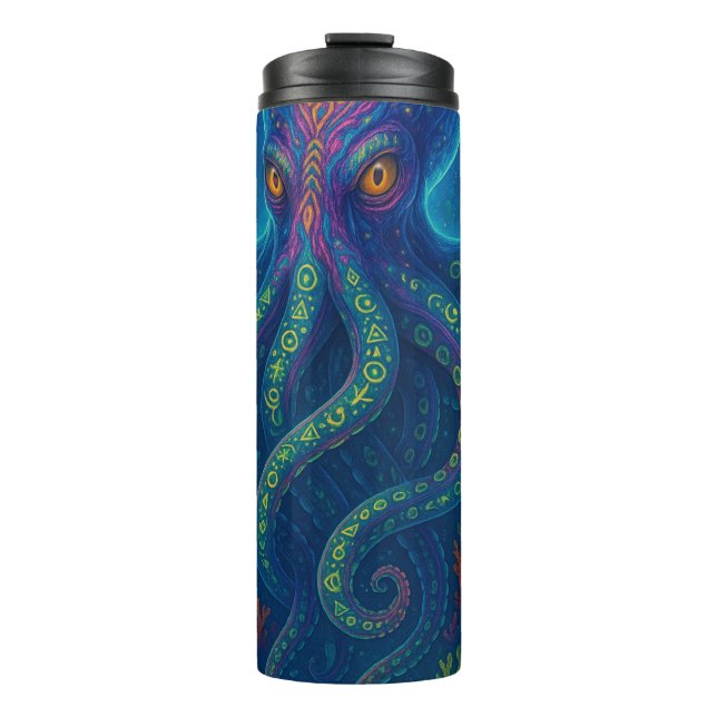 Trippy Blue Octopus  Thermal Tumbler (Front)