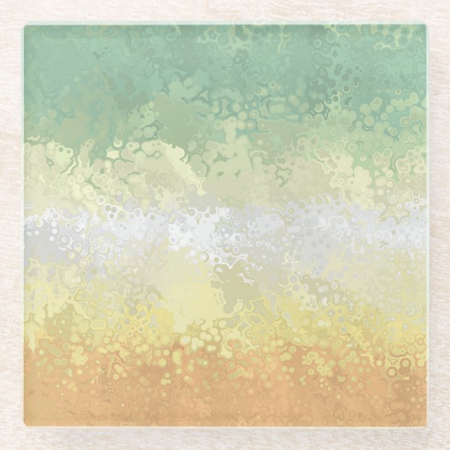 Trippy Boho Groovy Abstract Genderflor Pride Flag Glass Coaster (Front)