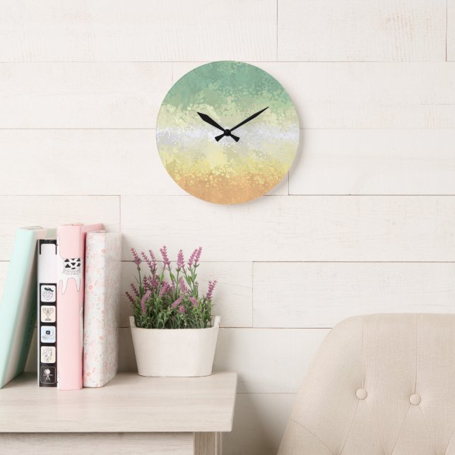 Trippy Boho Groovy Abstract Genderflor Pride Flag Large Clock (Reading Room)
