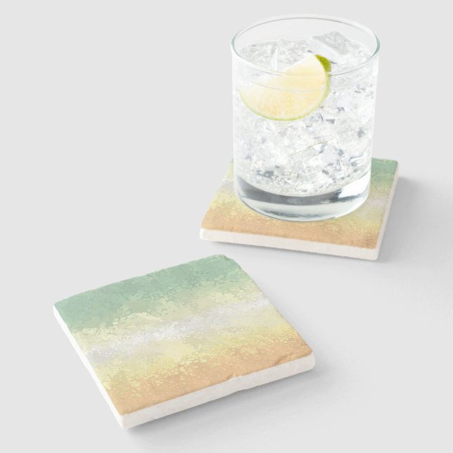 Trippy Boho Groovy Abstract Genderflor Pride Flag Stone Coaster (Side)