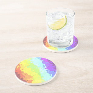 Trippy Boho Groovy Abstract Neurogender Pride Flag Coaster