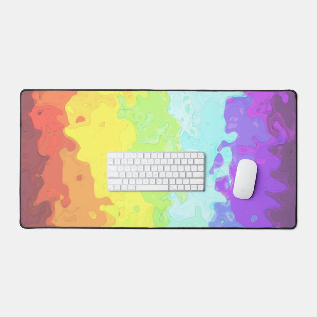 Trippy Boho Groovy Abstract Neurogender Pride Flag Desk Mat (Keyboard & Mouse)