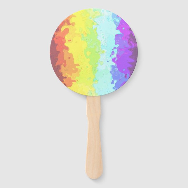 Trippy Boho Groovy Abstract Neurogender Pride Flag Hand Fan (Front)