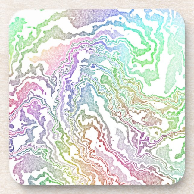 Trippy Boho Marbled Colourful Rainbow Abstract Coaster (Front)