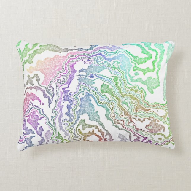 Trippy Boho Marbled Colourful Rainbow Abstract Decorative Cushion (Front)