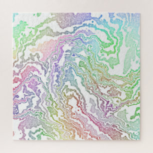 Trippy Boho Marbled Colourful Rainbow Abstract Jigsaw Puzzle