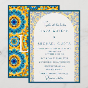 Trippy Bright Italian Tile + Border Invitation