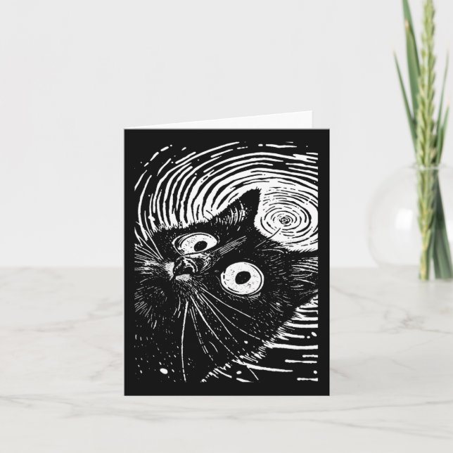 Trippy Cat Pastel Goth Gothic Grunge Alt Punk Weir Card (Front)
