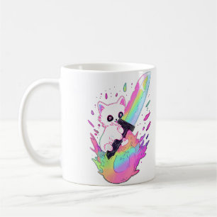 Trippy Cat Psychedelic Rave Cute Edm Festival Coffee Mug