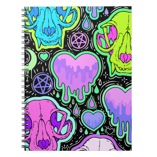 Trippy Cat Skulls Notebook (Front)